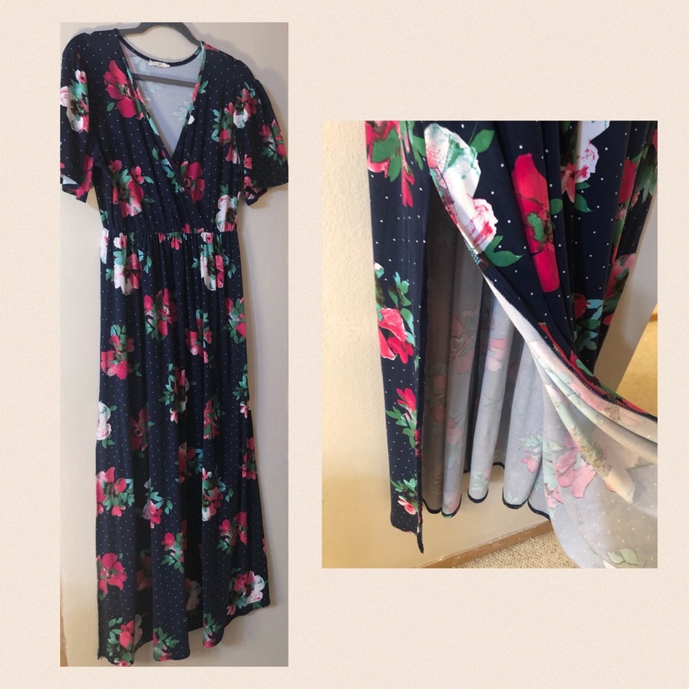 Floral maxi dress with slit